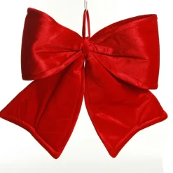 Large Padded Red Velour Bow Christmas Bells And Bows|