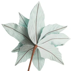 Large Pale Blue Poinsettia Flower Stem with Glitter Trim Christmas Flowers|