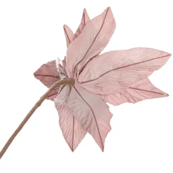 Large Pink Poinsettia Flower Stem with Glitter Trim Christmas Flowers|