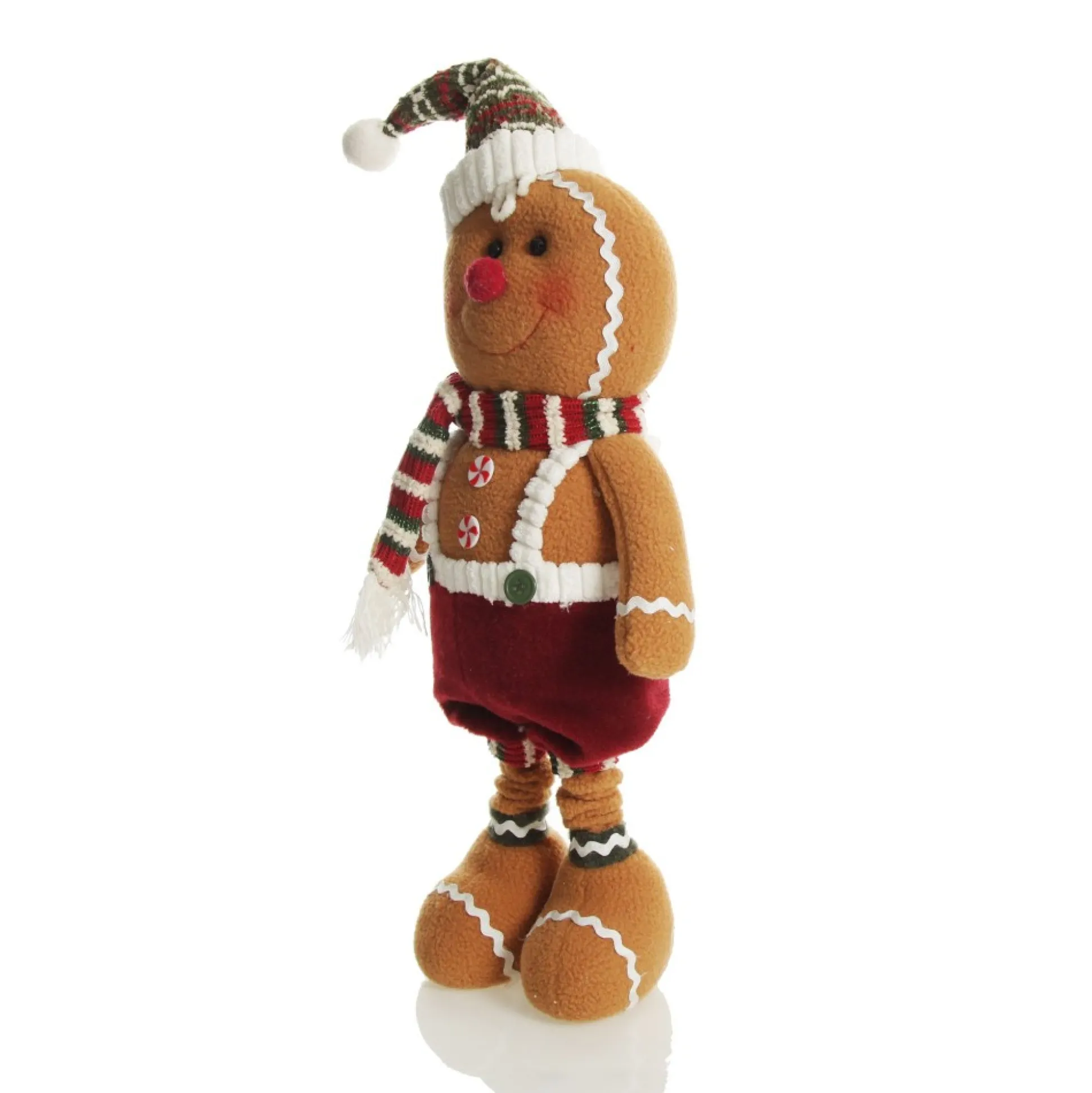 Large Plush Stretch Leg Gingerbread with Santa Hat Christmas Ornament Christmas Figurines|