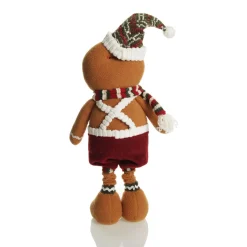 Large Plush Stretch Leg Gingerbread with Santa Hat Christmas Ornament Christmas Figurines|