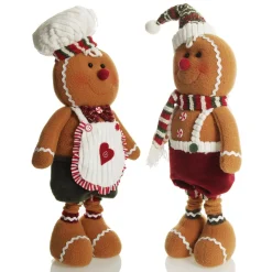 Large Plush Stretch Leg Gingerbread with Santa Hat Christmas Ornament Christmas Figurines|