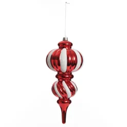 Large Red and White Stripe Candy Christmas Drop Hanging Decoration Finials And Drops|