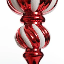 Large Red and White Stripe Candy Christmas Drop Hanging Decoration Finials And Drops|