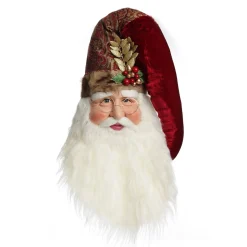 Large Santa Head with Burgundy Hat Christmas Wall Hanging Wall Hangings And Signs|