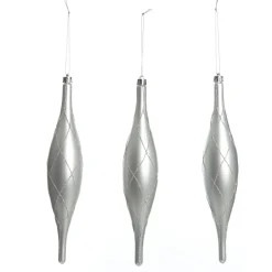 Large SIlver Christmas Long Drop Decoration - Set of 3 Finials And Drops|