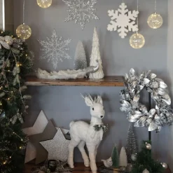 Large White Glitter Hanging Snowflake Snowflakes And Stars|