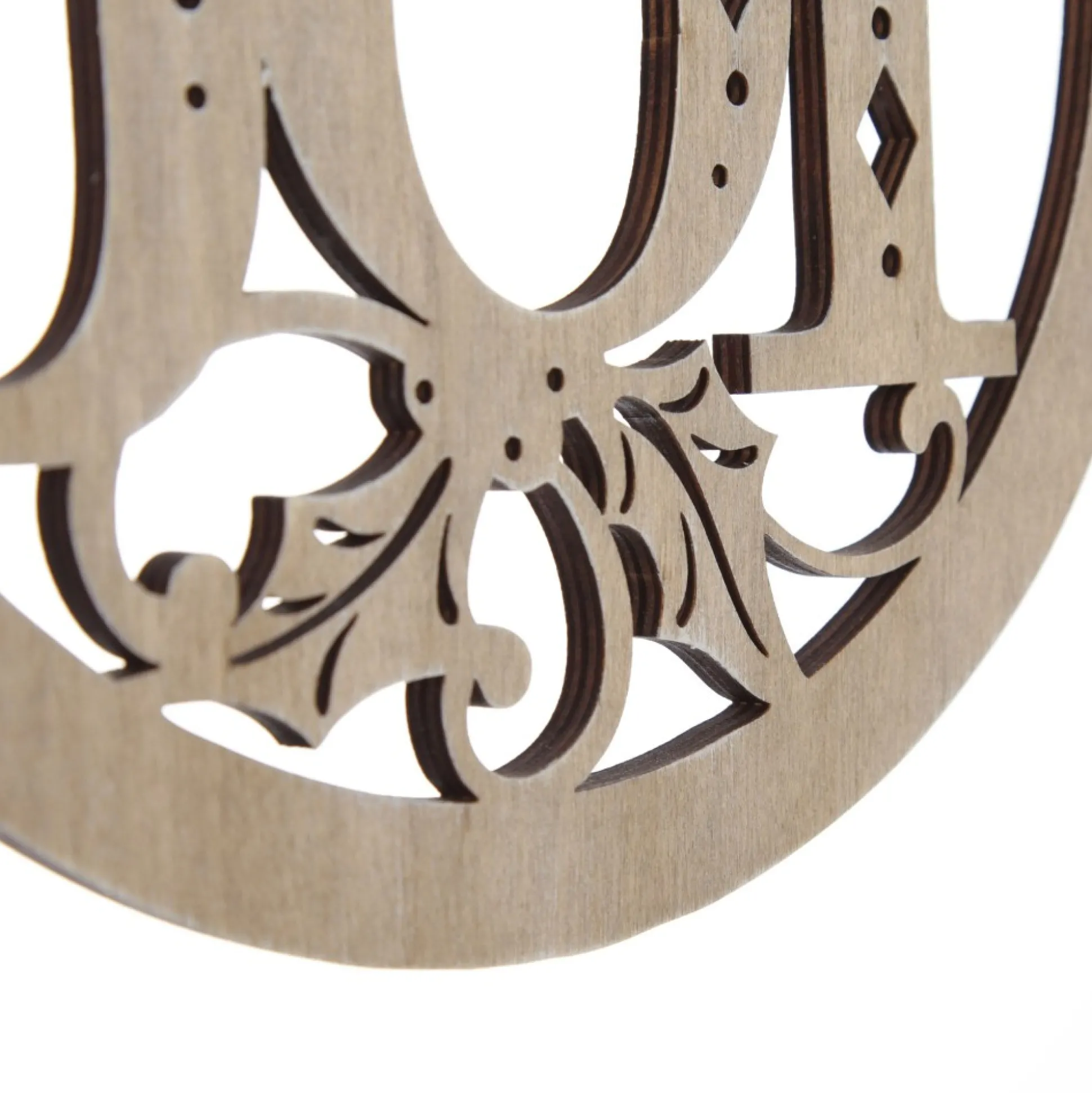 Laser Cut Joy Plywood Hanging Christmas Bauble Tartan bow Wall Hangings And Signs|