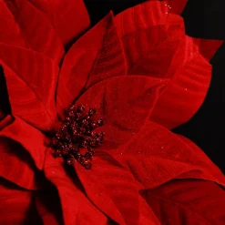Layered Red Velvet Poinsettia Flower Stem Christmas Flowers|