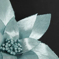Light Blue Lily Flower Stem with Glitter Trim Christmas Flowers|