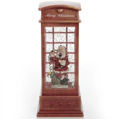 Light Up Musical Telephone Booth with Santa Christmas Ornament Light-Up Scenes And Ornaments|