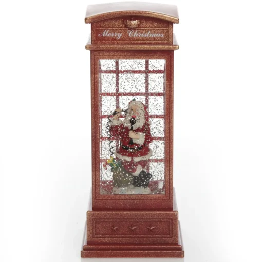 Light Up Musical Telephone Booth with Santa Christmas Ornament Light-Up Scenes And Ornaments|