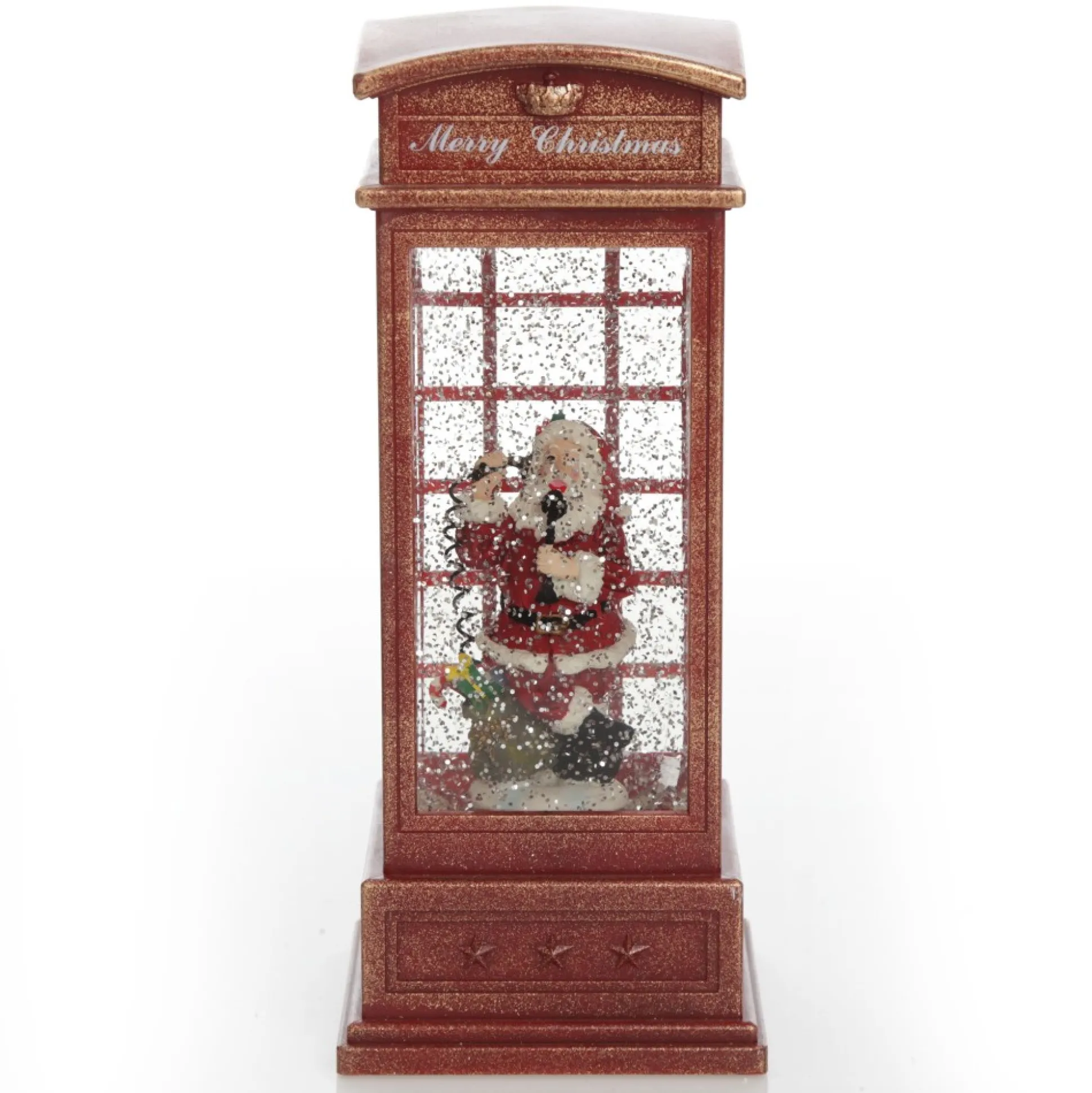 Light Up Musical Telephone Booth with Santa Christmas Ornament Light-Up Scenes And Ornaments|