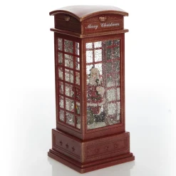 Light Up Musical Telephone Booth with Santa Christmas Ornament Light-Up Scenes And Ornaments|