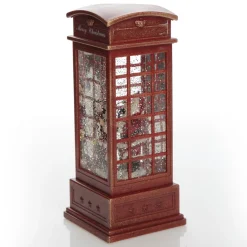 Light Up Musical Telephone Booth with Santa Christmas Ornament Light-Up Scenes And Ornaments|