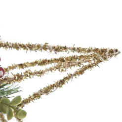 Lightup Champagne Tinsel Wire 3D Star Tree Topper with Cone and Berry Tree Toppers|