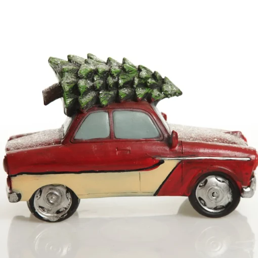 Lightup Santa in Car with Christmas Tree on Roof Ornament Light-Up Scenes And Ornaments|