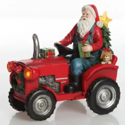 Lightup Santa on Tractor Christmas Ornament Light-Up Scenes And Ornaments|