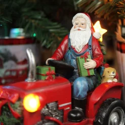 Lightup Santa on Tractor Christmas Ornament Light-Up Scenes And Ornaments|