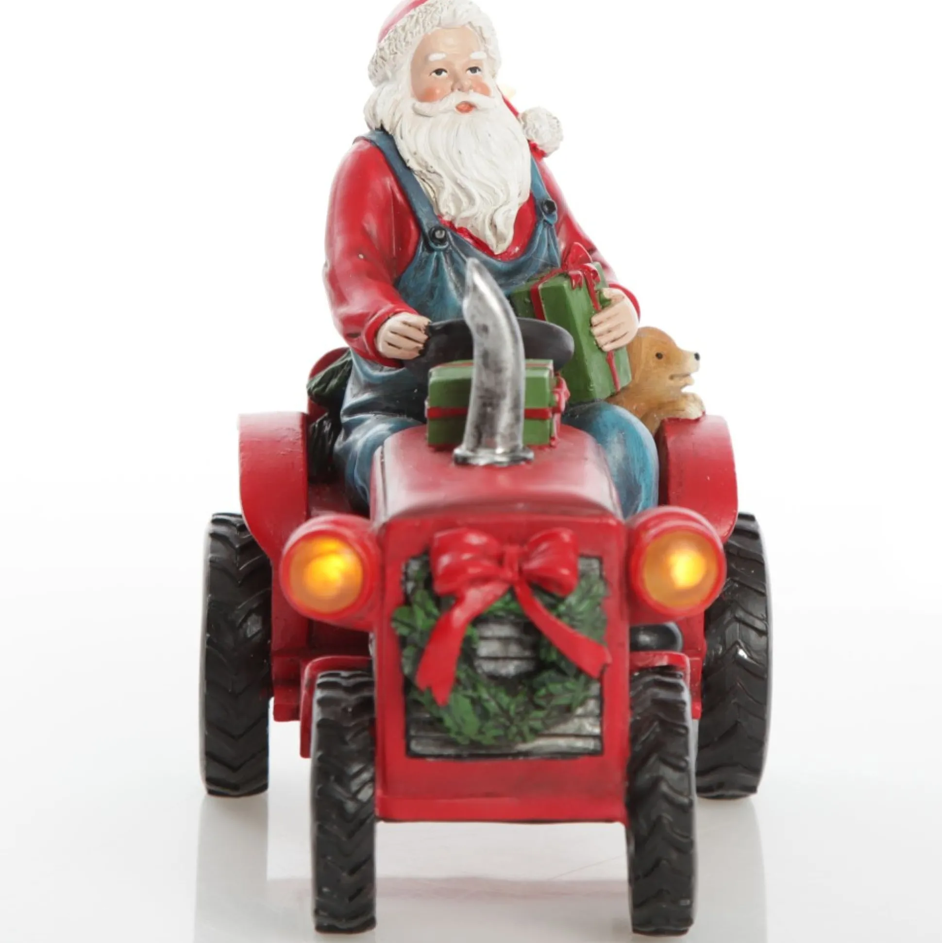 Lightup Santa on Tractor Christmas Ornament Light-Up Scenes And Ornaments|
