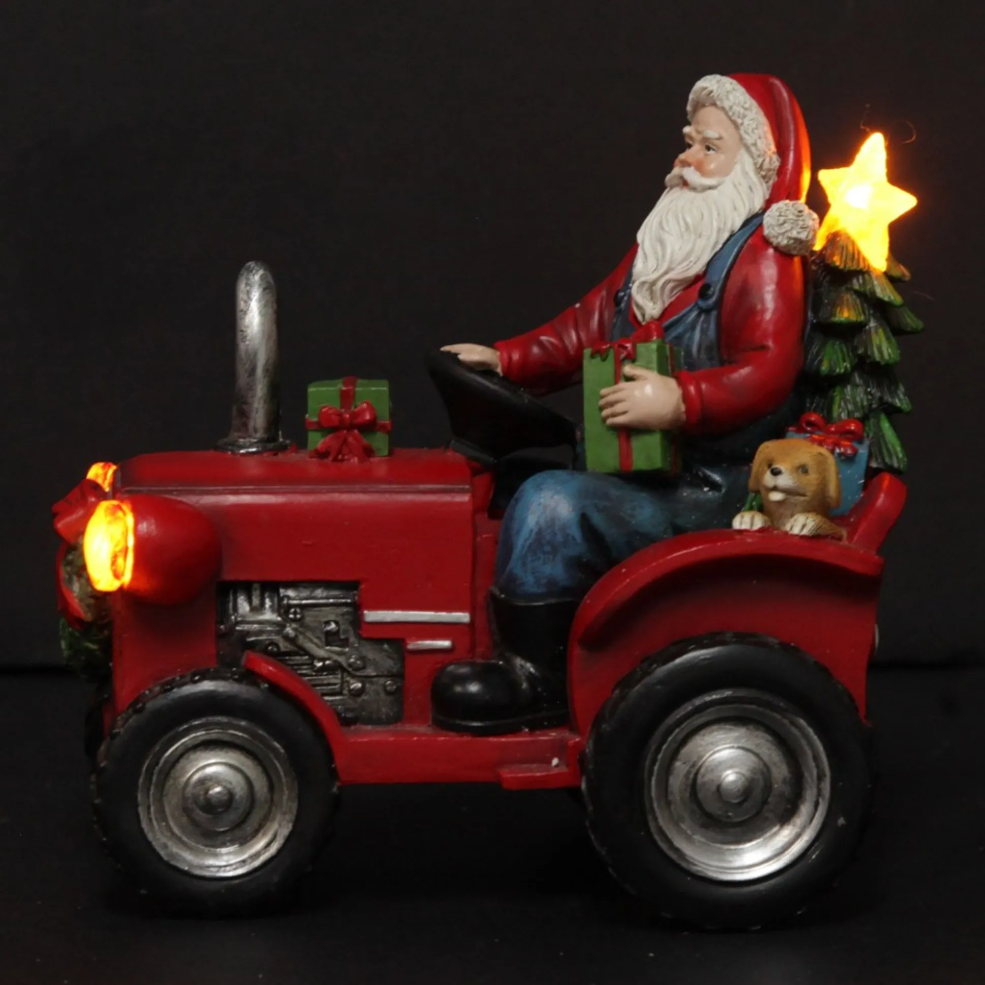 Lightup Santa on Tractor Christmas Ornament Light-Up Scenes And Ornaments|