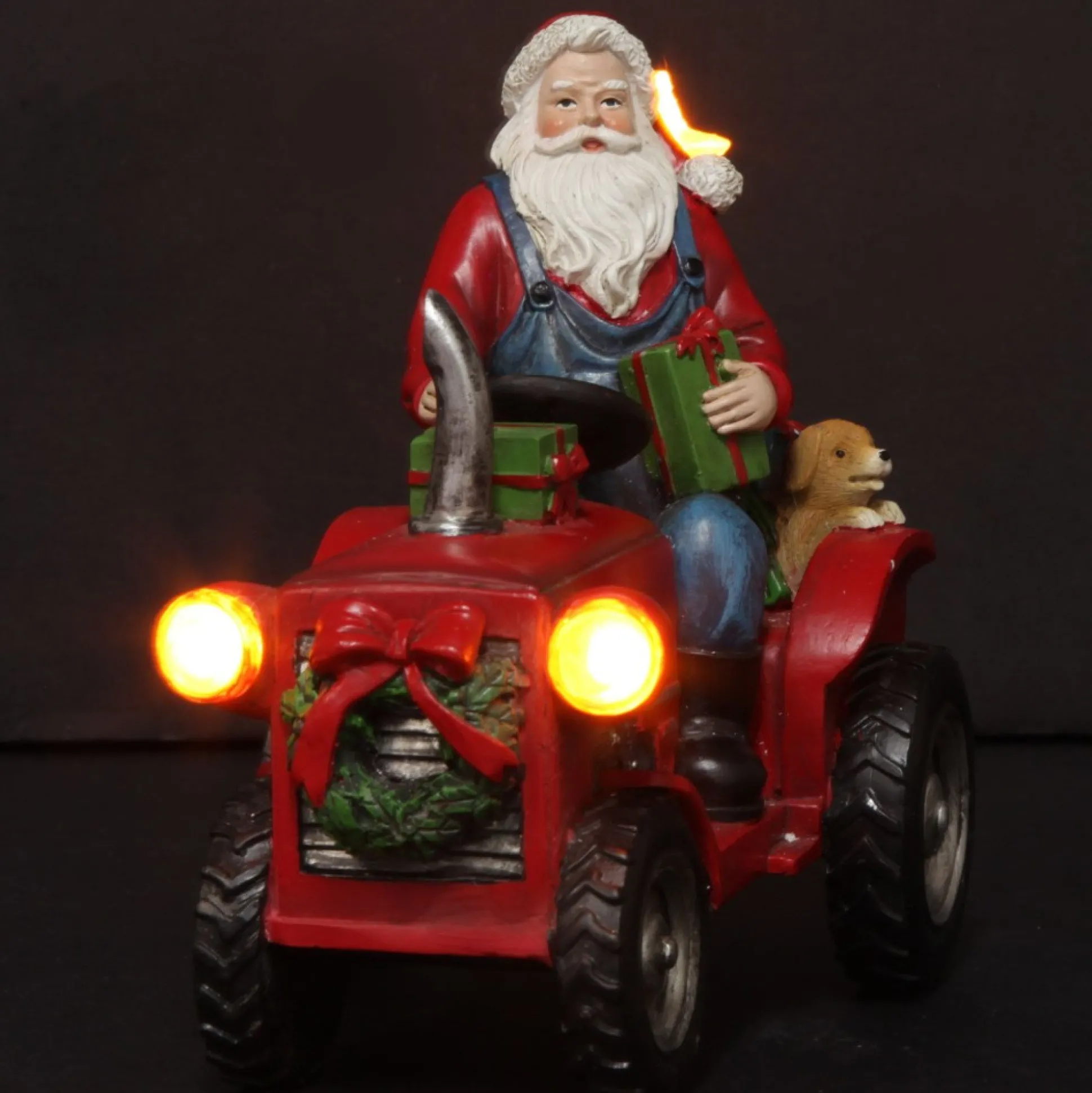 Lightup Santa on Tractor Christmas Ornament Light-Up Scenes And Ornaments|