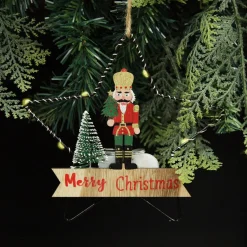 Lightup Wire Star Hanging Christmas Ornament with Nutcracker Holding Tree Christmas Tree Decorations|
