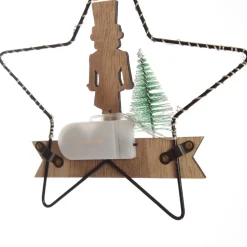 Lightup Wire Star Hanging Christmas Ornament with Nutcracker Drummer Christmas Tree Decorations|