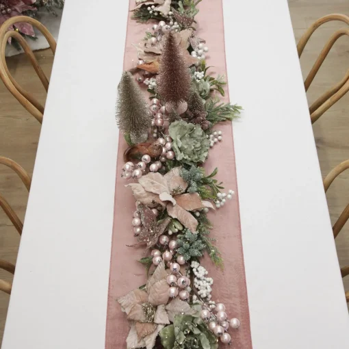 Luxe Pink Velvet Table Runner Christmas Table Decor|
