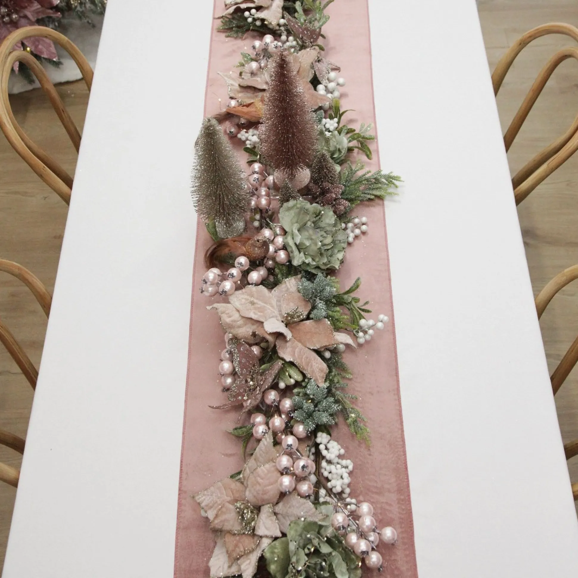 Luxe Pink Velvet Table Runner Christmas Table Decor|