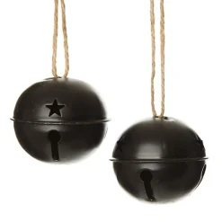 Matt Black Bell - Set of 2 Christmas Bells And Bows|