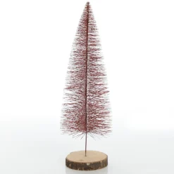 Medium Burgundy Wire Christmas Tree with Wood Base Table Top Christmas Trees|