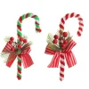 Medium Chenille Stick Christmas Candy Cane with Pine and Berries - Set of 2 Christmas Tree Decorations|