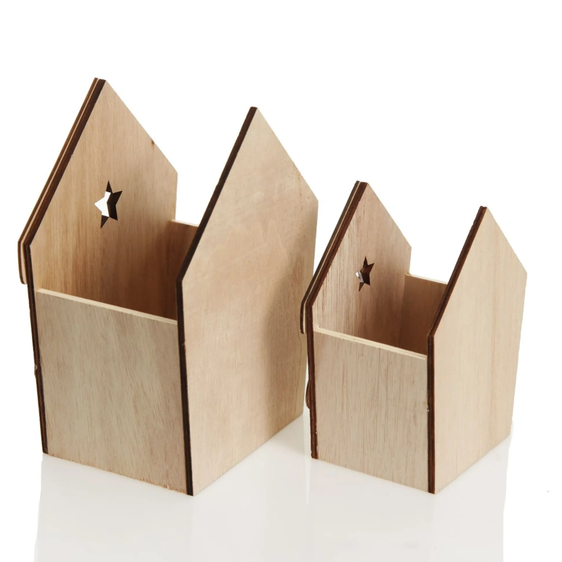 Medium Plywood Winter Christmas Decorated House Open Box Christmas Craft Supplies|