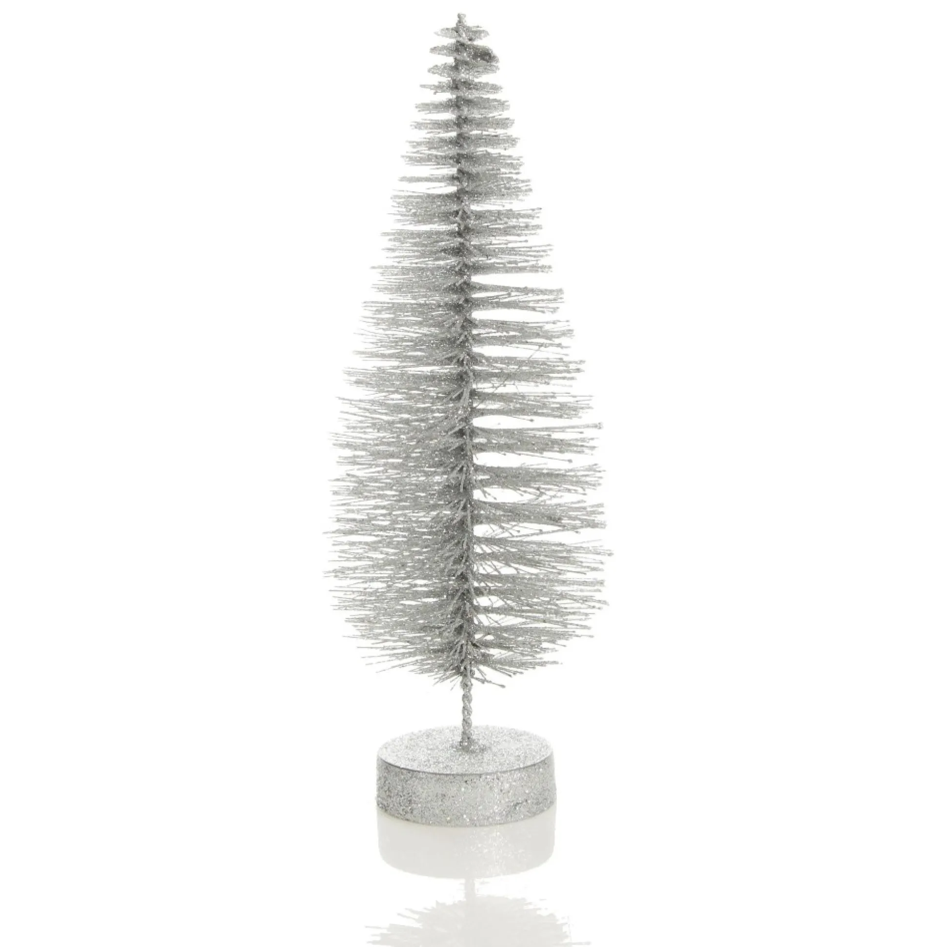 Medium Silver Glitter Bottle Brush Christmas Tree Table Top Christmas Trees|