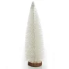 Medium White Bottle Brush Christmas Tree on Wooden Base Table Top Christmas Trees|