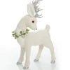Medium White Sisal Standing Deer with Silver Glitter Antlers Christmas Birds And Animals|