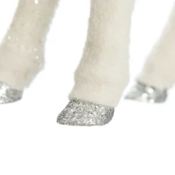 Medium White Sisal Standing Deer with Silver Glitter Antlers Christmas Birds And Animals|