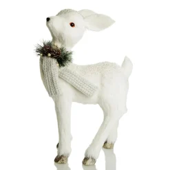 Medium White Sisal Standing Deer with White Glitter Highlights Christmas Birds And Animals|