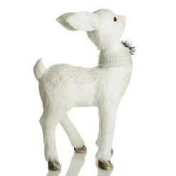 Medium White Sisal Standing Deer with White Glitter Highlights Christmas Birds And Animals|
