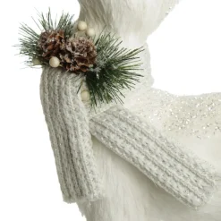 Medium White Sisal Standing Deer with White Glitter Highlights Christmas Birds And Animals|