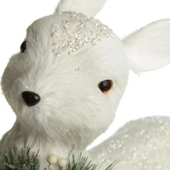 Medium White Sisal Standing Deer with White Glitter Highlights Christmas Birds And Animals|