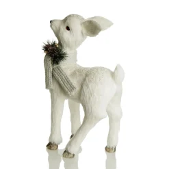 Medium White Sisal Standing Deer with White Glitter Highlights Christmas Birds And Animals|