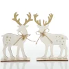 Medium White Wood Deers with Gold Glitter Ornaments -Set of 2 Christmas Birds And Animals|