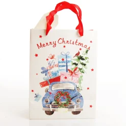 Merry Christmas Gift Bag - Blue Car with Presents Gift Wrap, Boxes, Bags & Tags|