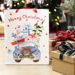 Merry Christmas Gift Bag - Blue Car with Presents Gift Wrap, Boxes, Bags & Tags|