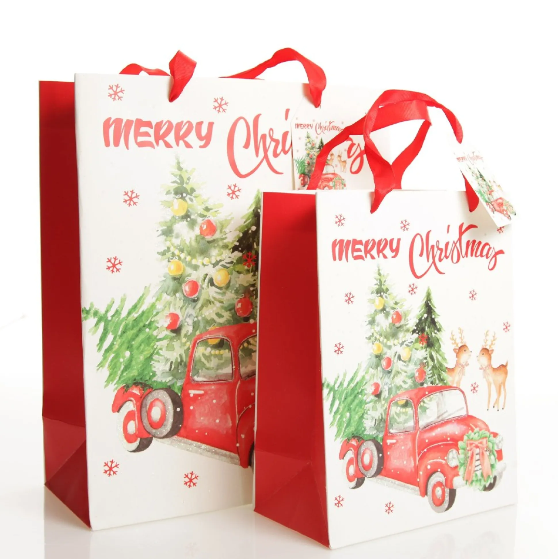 Merry Christmas Gift Bag - Red Ute with Deer Gift Wrap, Boxes, Bags & Tags|
