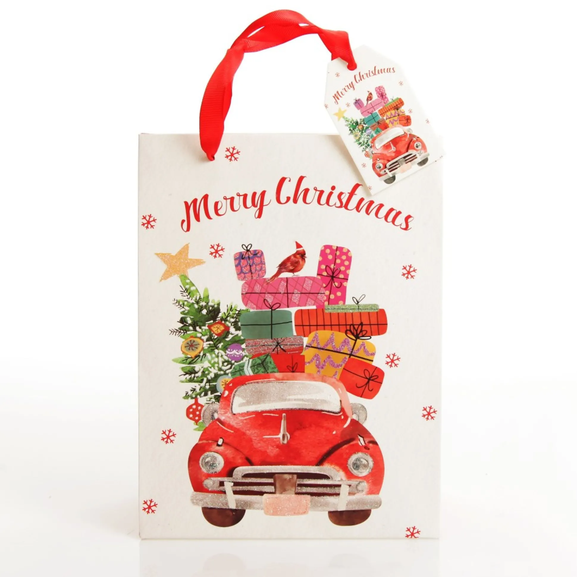 Merry Christmas Gift Bag - Red Car with Presents Gift Wrap, Boxes, Bags & Tags|