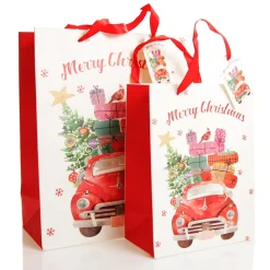 Merry Christmas Gift Bag - Red Car with Presents Gift Wrap, Boxes, Bags & Tags|