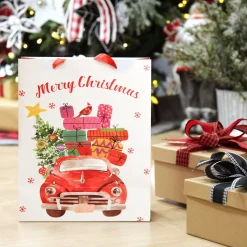 Merry Christmas Gift Bag - Red Car with Presents Gift Wrap, Boxes, Bags & Tags|